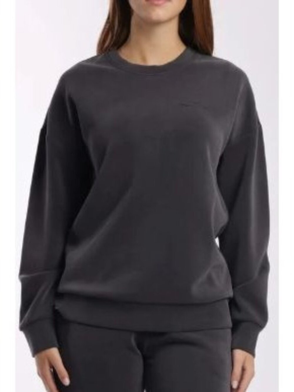 Lazy Pants Luxe Suede Double Knit Size Medium Pullover Crew Sweatshirt NWT Dark